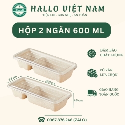 HỘP BÃ MÍA HAI NGĂN NẮP TRONG 600ML DÙNG ĐỂ ĐỰNG CƠM, ĐỰNG BÁNH