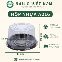 HỘP NHỰA TRÒN ĐẾ ĐÉN A016 NẮP CAO ĐỰNG BÁNH BÔNG LAN, BÁNH ĐÀO TIÊN, BÁNH SINH NHẬT