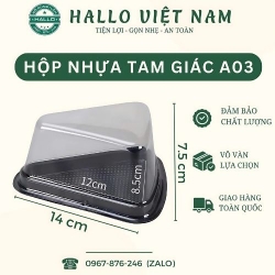 HỘP NHỰA A03 TAM GIÁC ĐẾ ĐEN ĐỰNG BÁNH KEM, BÁNH BÔNG LAN