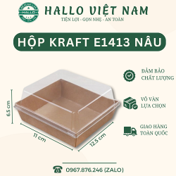 KHAY GIẤY KRAFT 1413 MÀU NÂU NẮP TRONG ĐỰNG BÁNH 