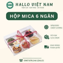HỘP MICA 6 NGĂN ĐẾ GIẤY ĐỰNG CUPCAKE, MACARON, CUP TIM, CUP TRÒN