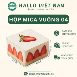 HỘP MICA VUÔNG 04 ĐỰNG BÁNH TIRAMISU, PANNA COTTA, BÁNH KEM, MOUSSE, BÁNH QUY CÁC LOẠI