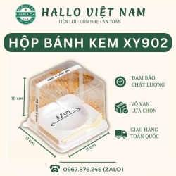 HỘP NHỰA ĐỰNG BÁNH KEM XY902 - ĐẾ Ô TRÒN - KÈM NĨA