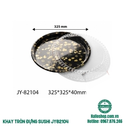 KHAY NHỰA SUSHI HÌNH TRÒN CÓ HOA VĂN JY 82104
