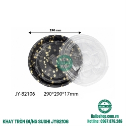 KHAY NHỰA SUSHI HÌNH TRÒN CÓ HOA VĂN JY 82106