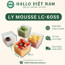 LY NHỰA MICA VUÔNG LC-6055 ĐỰNG BÁNH LẠNH MOUSSE-TIRAMISU