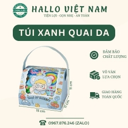 TÚI GIẤY ĐỰNG QUÀ CHO BÉ NGÀY SINH NHẬT, QUỐC TẾ THIẾU NHI KÈM QUAI DA [XANH]